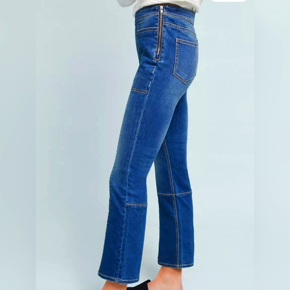 Anthropologie Pilcro Jeans Womens 31 Utility High Rise Cropped Boot Cut Denim